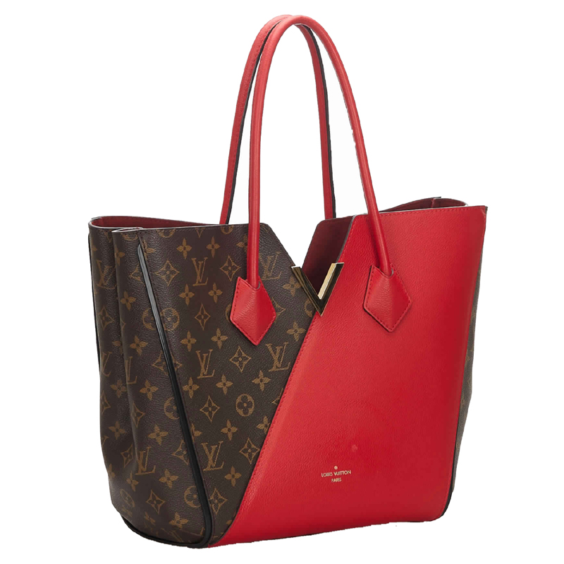 

Louis Vuitton Red Monogram Canvas Cerise Leather Kimono MM Tote Bag, Brown