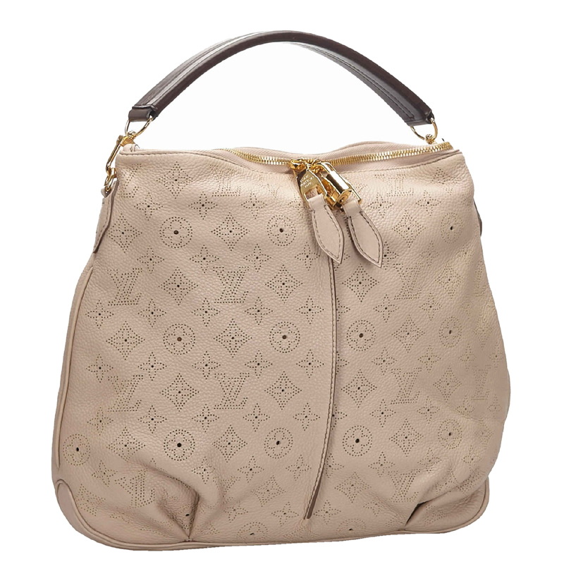 

Louis Vuitton Brown Mahina Leather Selene PM Bag, Beige