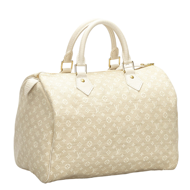 

Louis Vuitton White Monogram Mini Lin Speedy 30 Bag