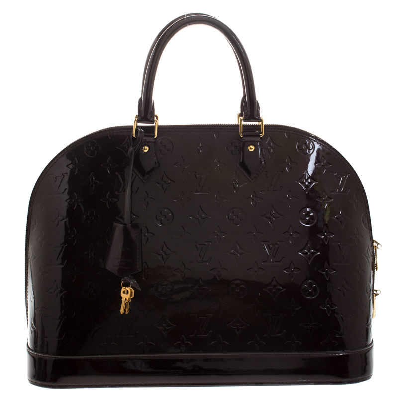 Pre-Owned Louis Vuitton Amarante Monogram Vernis Alma Gm Bag In Burgundy | ModeSens