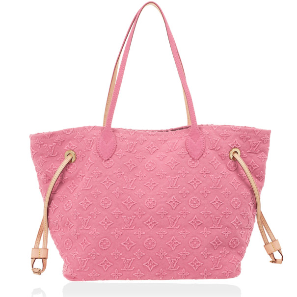 Pre Owned Louis Vuitton Monogram Stone Pink Neverfull MM