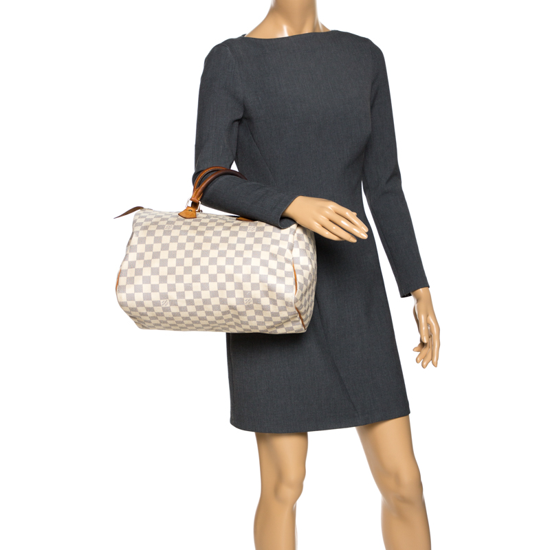 

Louis Vuitton Damier Azur Canvas Speedy 35 Bag, Grey