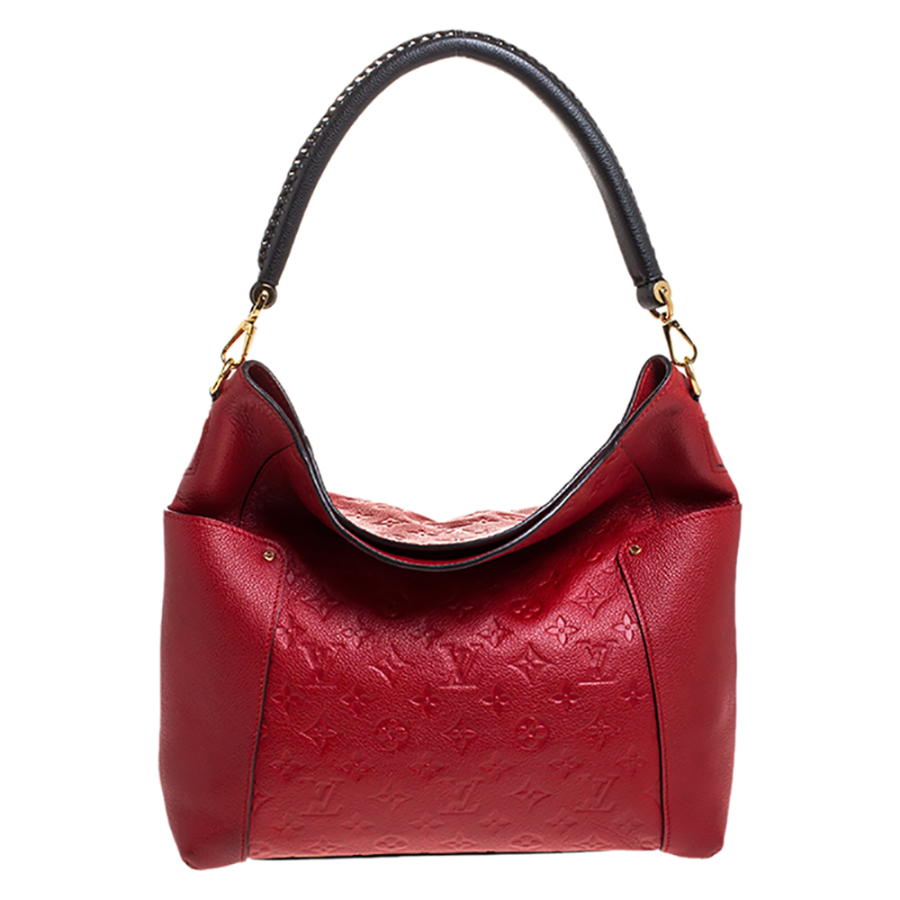 Pre-owned Louis Vuitton Cherry Empreinte Leather Bagatelle Bag In Red