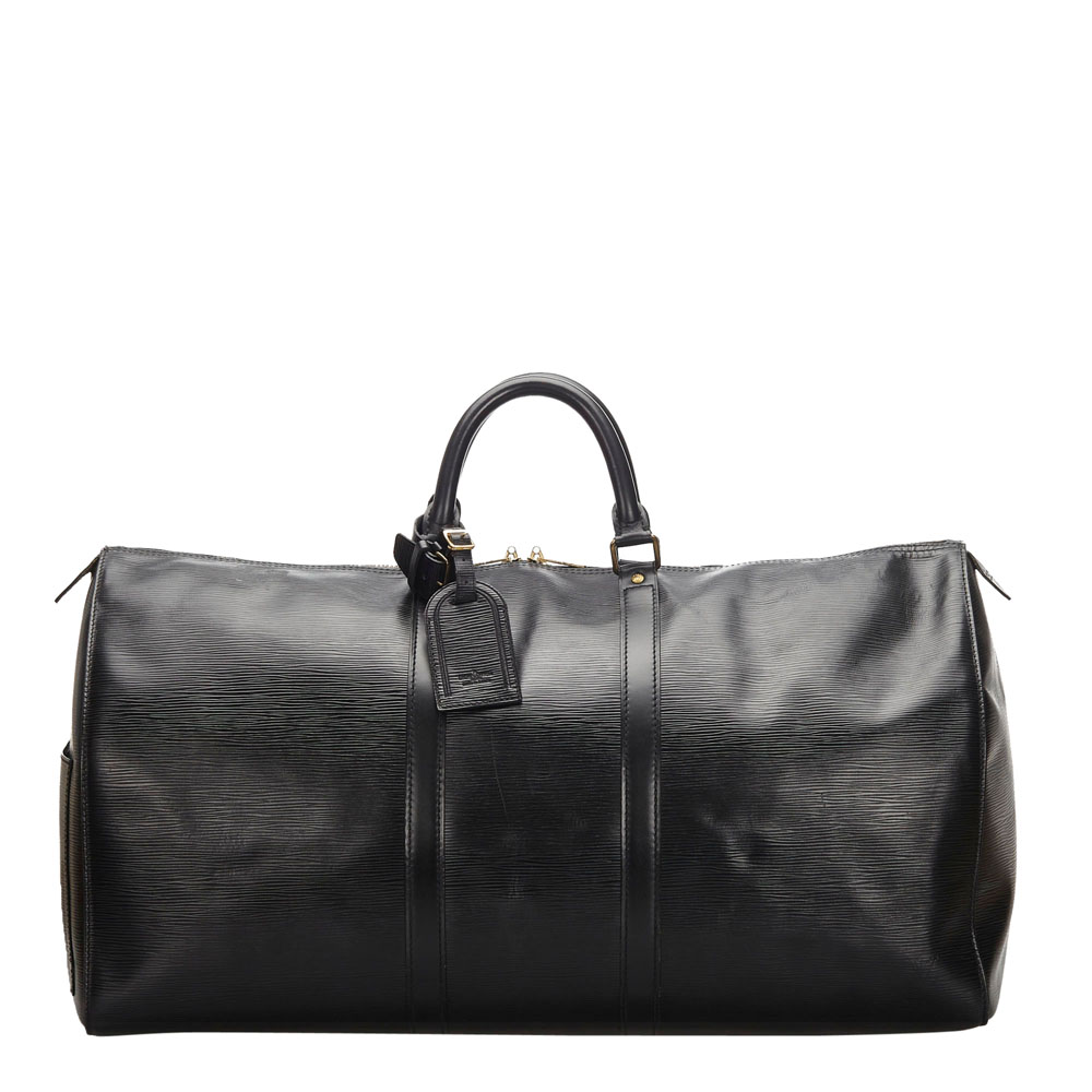 Pre-owned Louis Vuitton Noir Epi Leather Keepall 50 Bag In Black