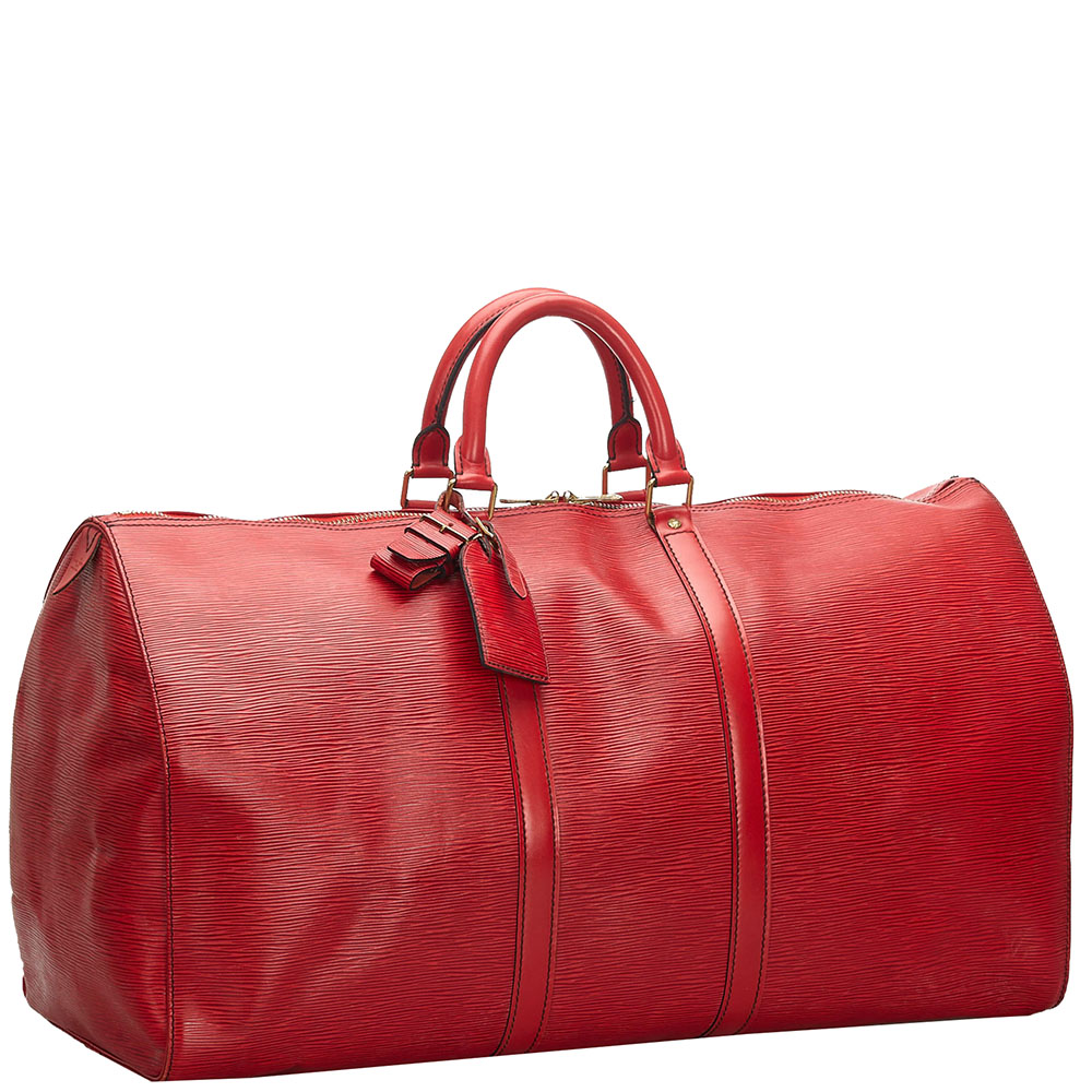 

Louis Vuitton Red Epi Leather Keepall 55 Bag