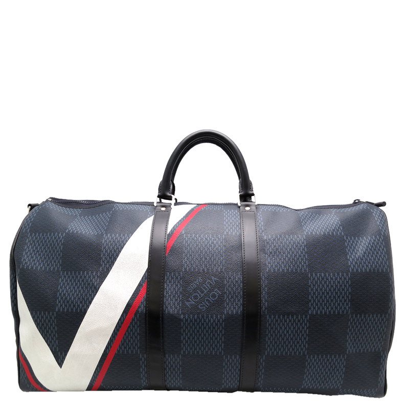 

Louis Vuitton Damier Cobalt Canvas Keepall Bandoullier 55 Bag, Blue