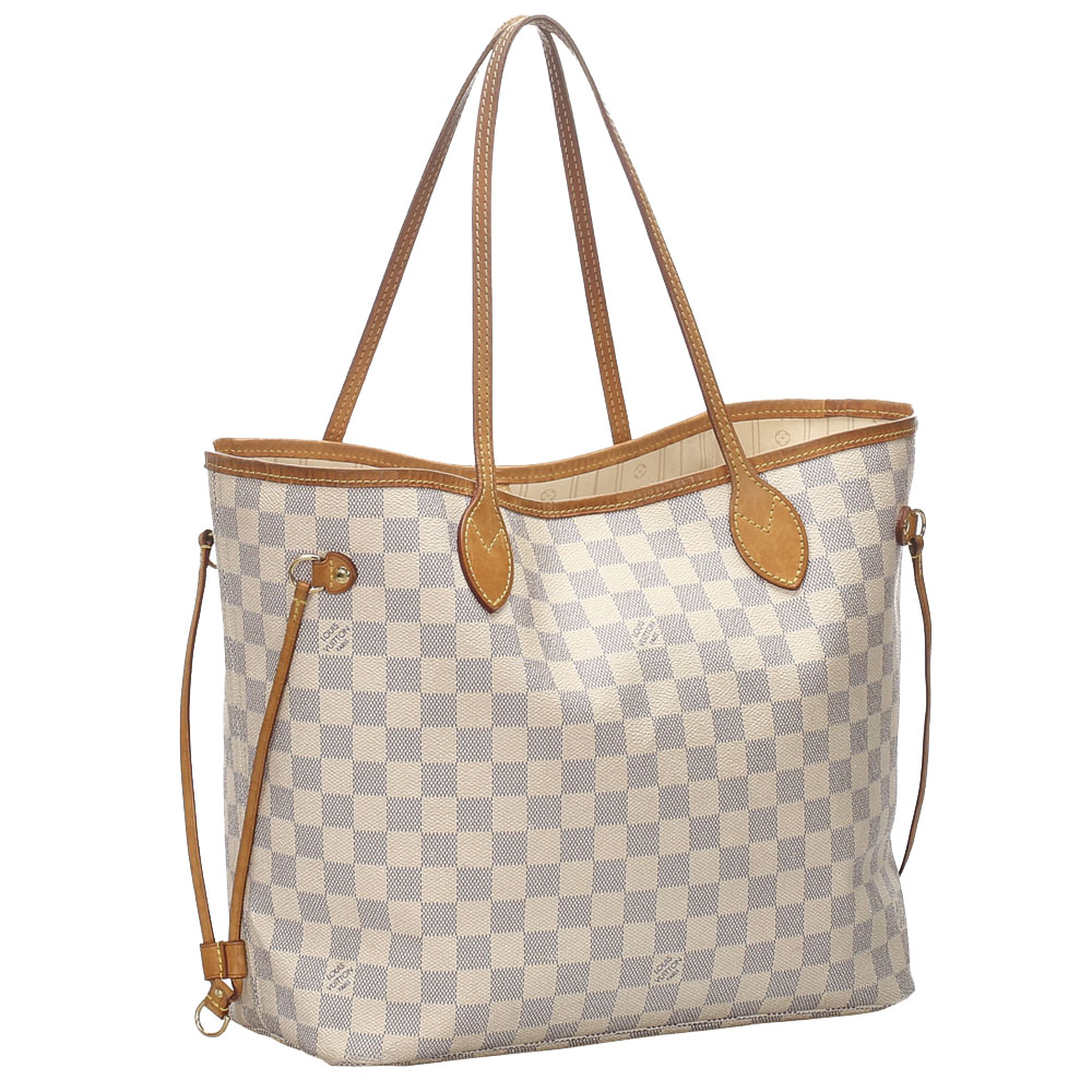 

Louis Vuitton Damier Azur Canvas Neverfull MM Bag, White