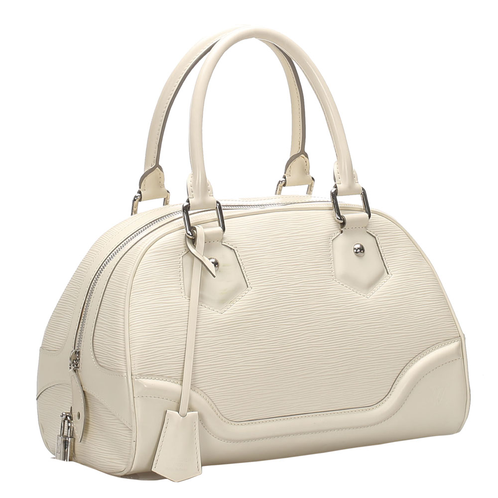 

Louis Vuitton White Epi Leather Bowling Montaigne PM Bag