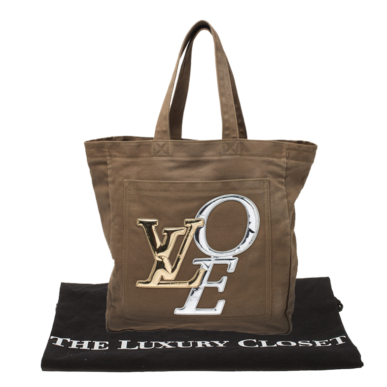 Louis Vuitton Khaki Brown Canvas Limited Edition That's Love Tote Bag Louis  Vuitton
