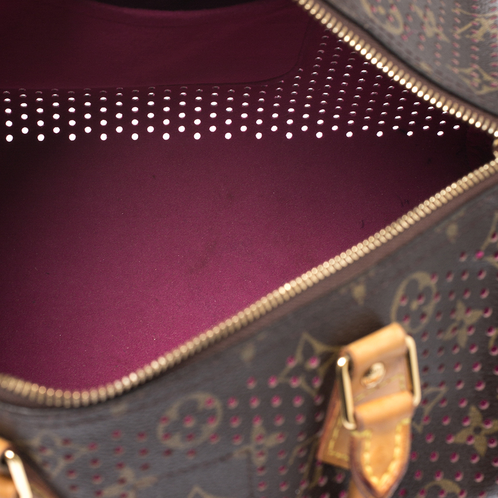 Louis Vuitton Limited Edition Fuchsia Monogram Perforated Speedy 30 Bag -  Yoogi's Closet