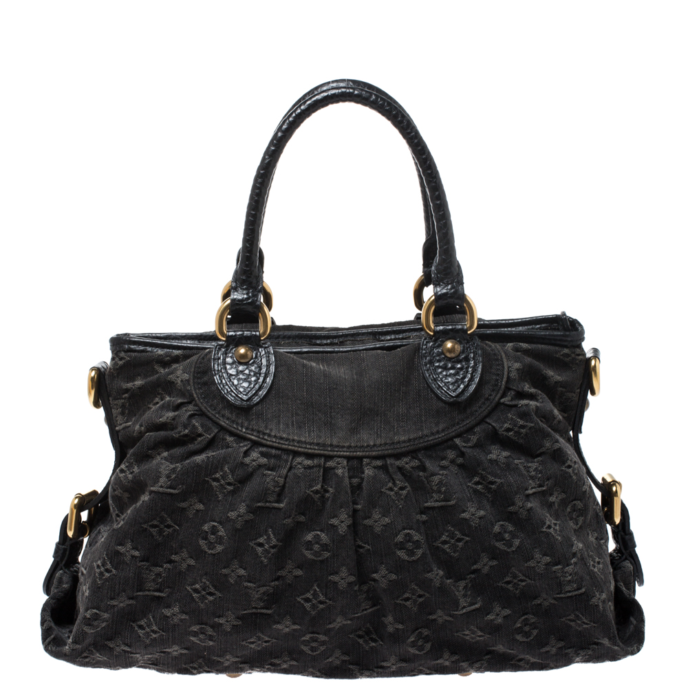 Pre-owned Louis Vuitton Black Monogram Denim Neo Cabby Mm Bag | ModeSens