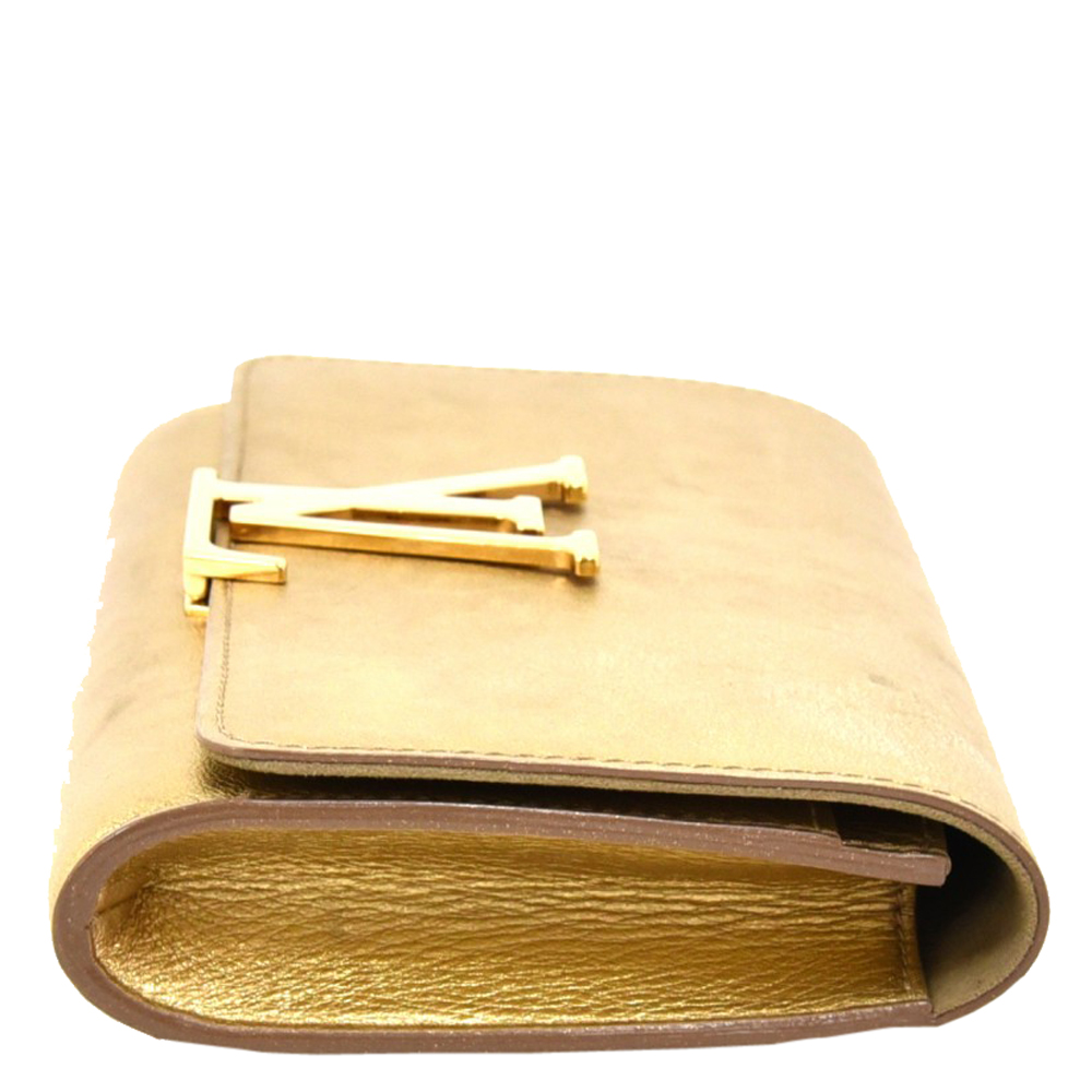 

Louis Vuitton Gold Calfskin Leather Louise Clutch Bag