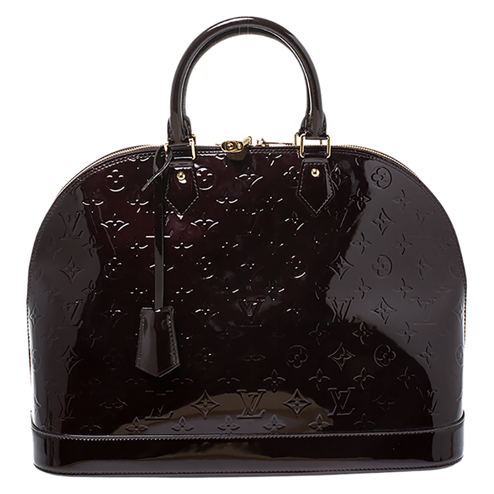 Pre-owned Louis Vuitton Amarante Monogram Vernis Alma Gm Bag In ...