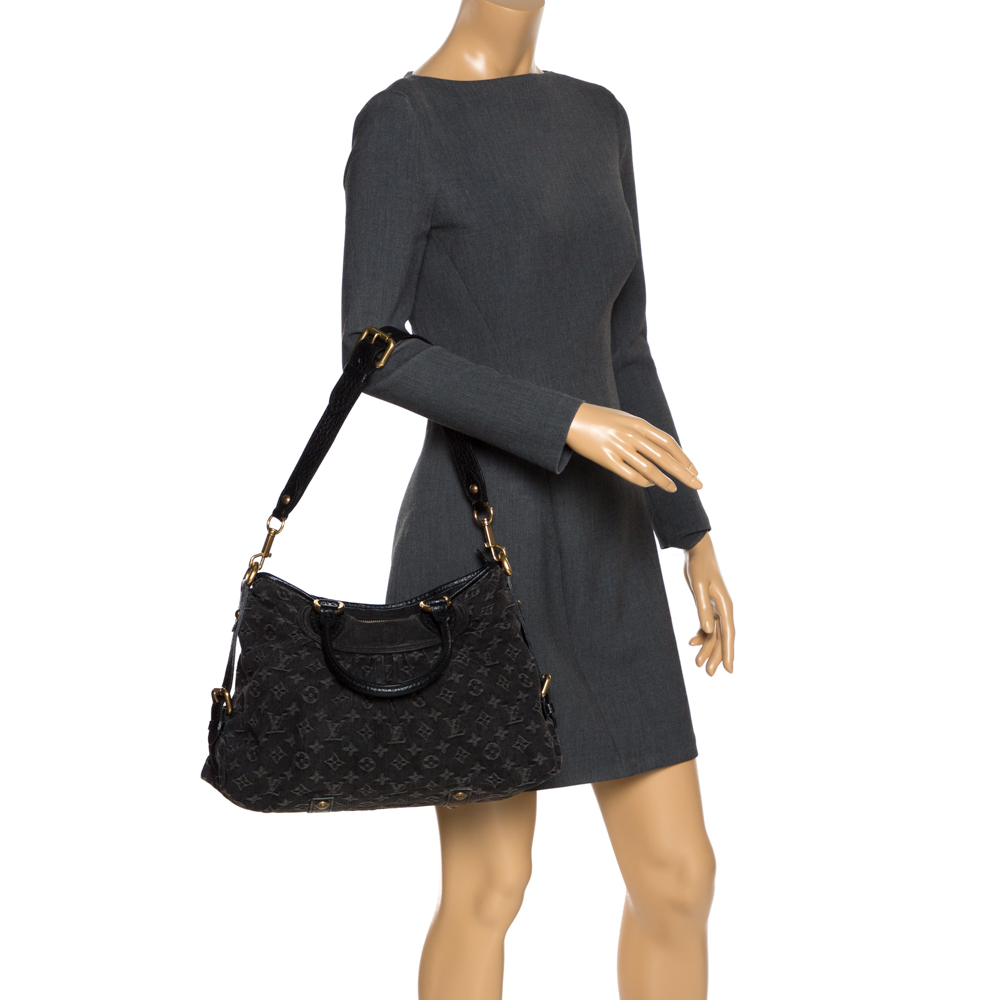

Louis Vuitton Black Monogram Denim Neo Cabby MM Bag