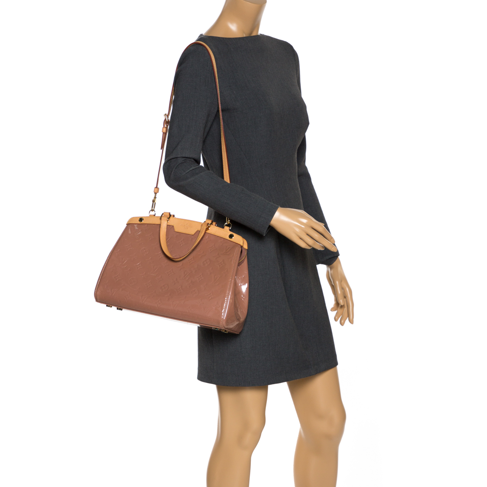 

Louis Vuitton Rose Florentine Monogram Vernis Brea MM Bag, Beige