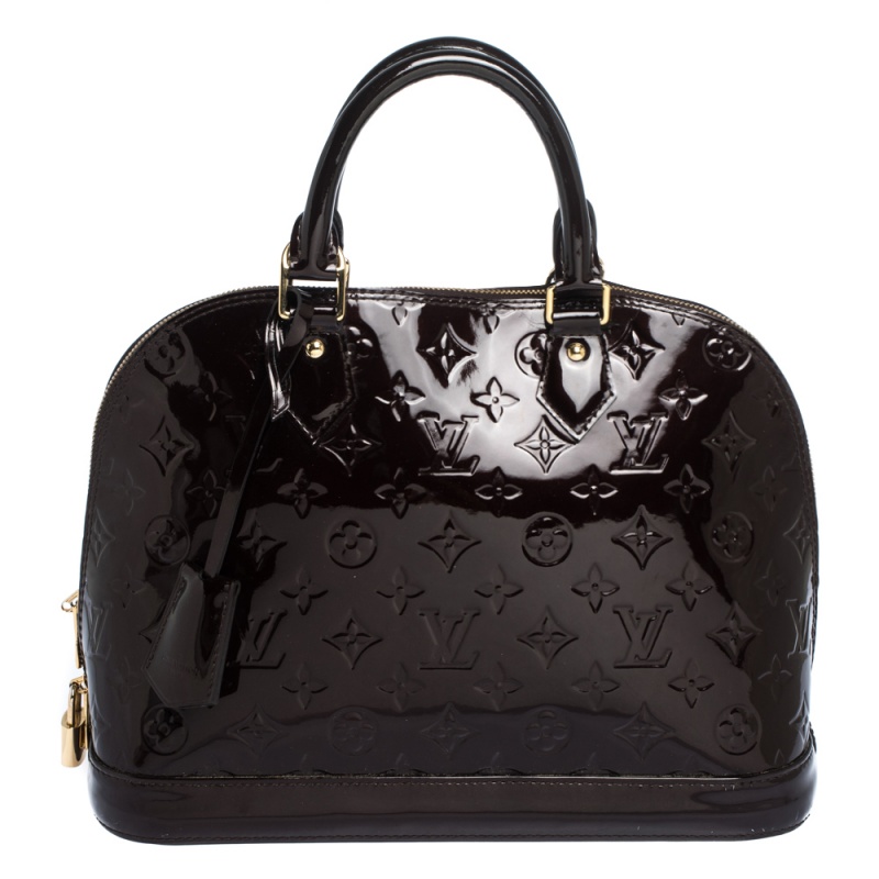 Pre Owned حقيبة لوي فيتون ألما جلد فيرنيه مونوغرامي عنابية PM