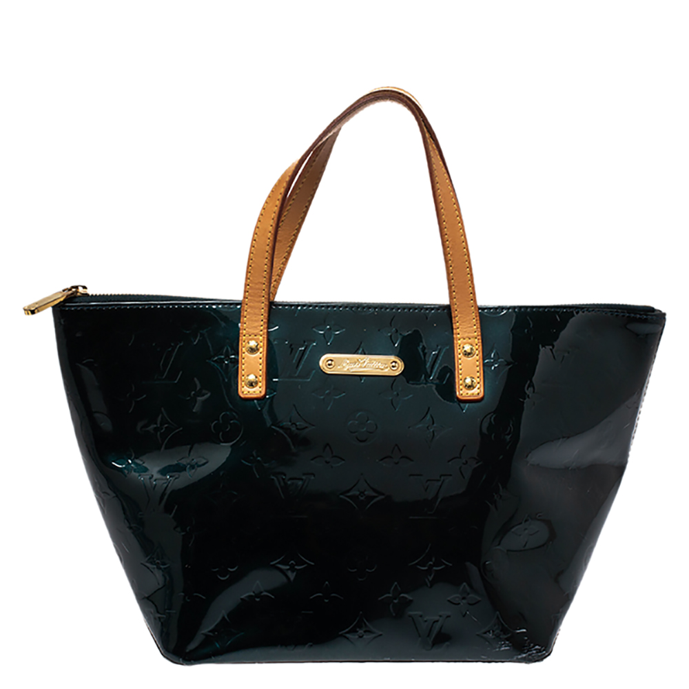 Pre Owned Louis Vuitton Bleu Nuit Monogram Vernis Bellevue PM Bag