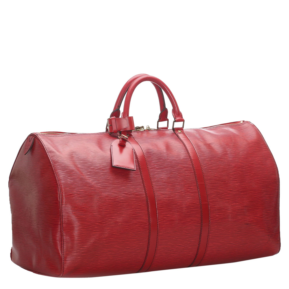 

Louis Vuitton Red Epi Leather Keepall 60 Bag