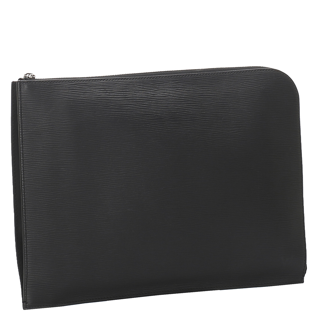 

Louis Vuitton Black Epi Leather Document Case Clutch Bag