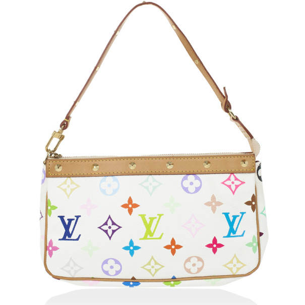 مملوكة مسبقًا Louis Vuitton White Multicolore Monogram Pochette Handbag