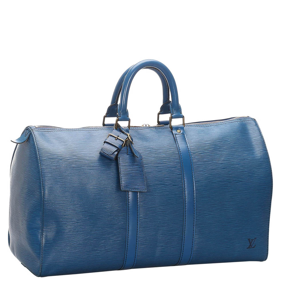 

Louis Vuitton Toldeo Blue Epi Leather Keepall 45 Bag