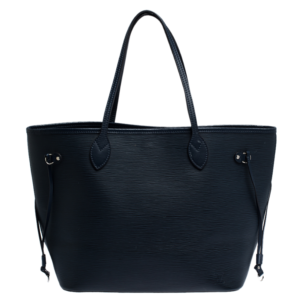 Pre Owned Louis Vuitton Blue Marine Epi Leather Neverfull MM Bag 