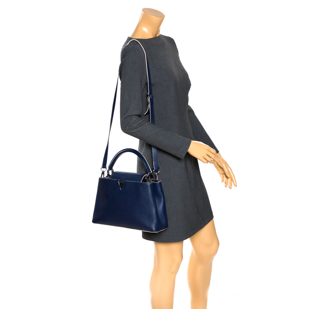 

Louis Vuitton Blue Taurillon Leather Capucines PM Bag