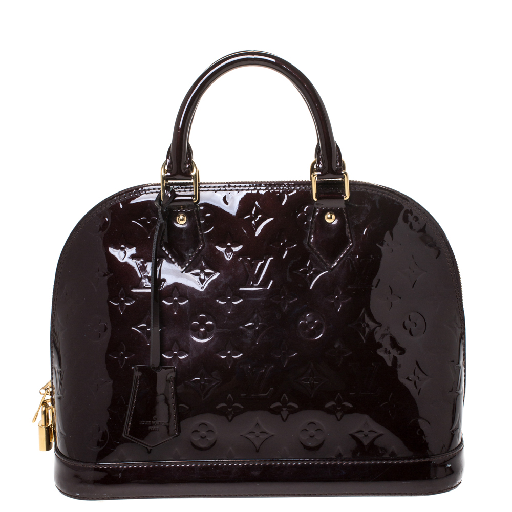 Pre Owned Louis Vuitton Amarante Monogram Vernis Leather Alma PM Bag