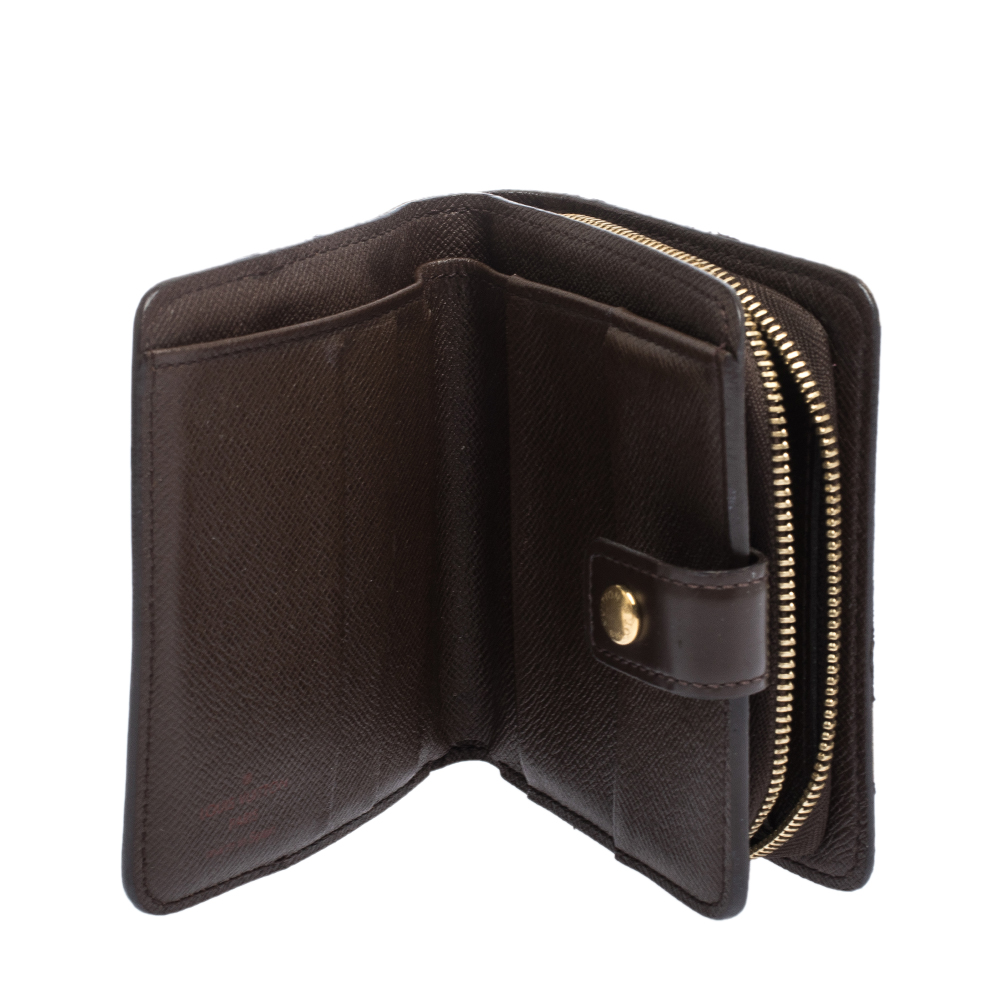 

Louis Vuitton Damier Ebene Canvas Compact Zippy Wallet, Brown