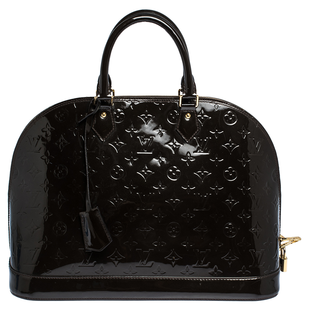 Pre Owned Louis Vuitton Terre D’Ombre Monogram Vernis Alma GM Bag