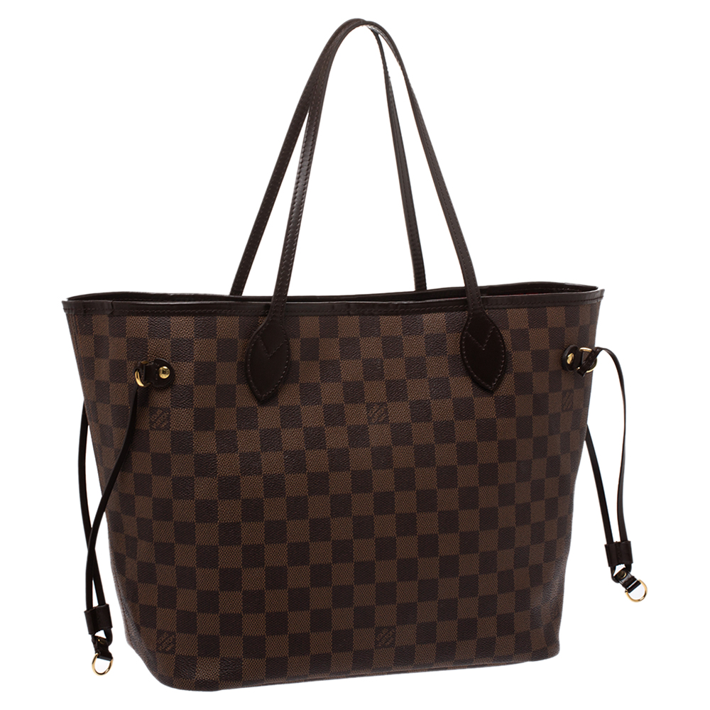 Louis Vuitton Neverfull Damier Ebene MM Cerise Lining - US