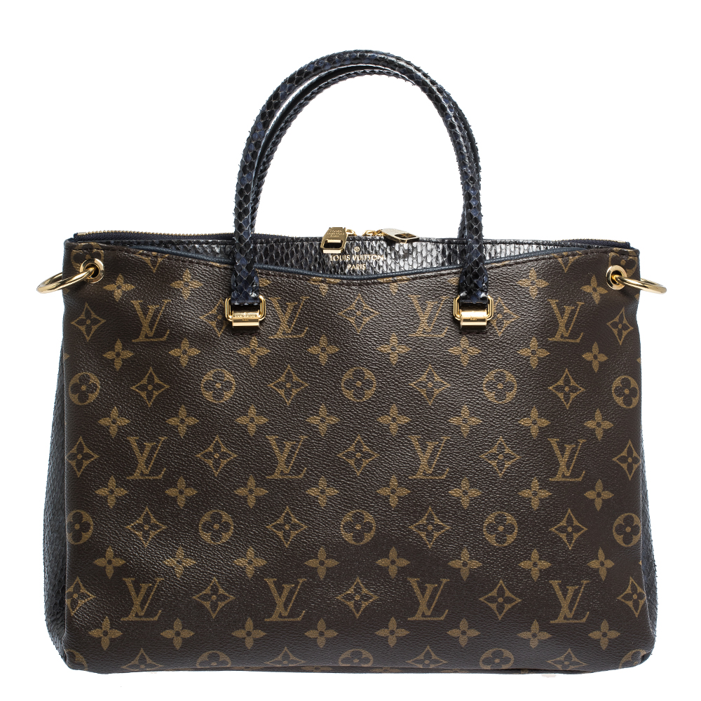 Pre Owned Louis Vuitton Monogram Canvas and Python Pallas Bag