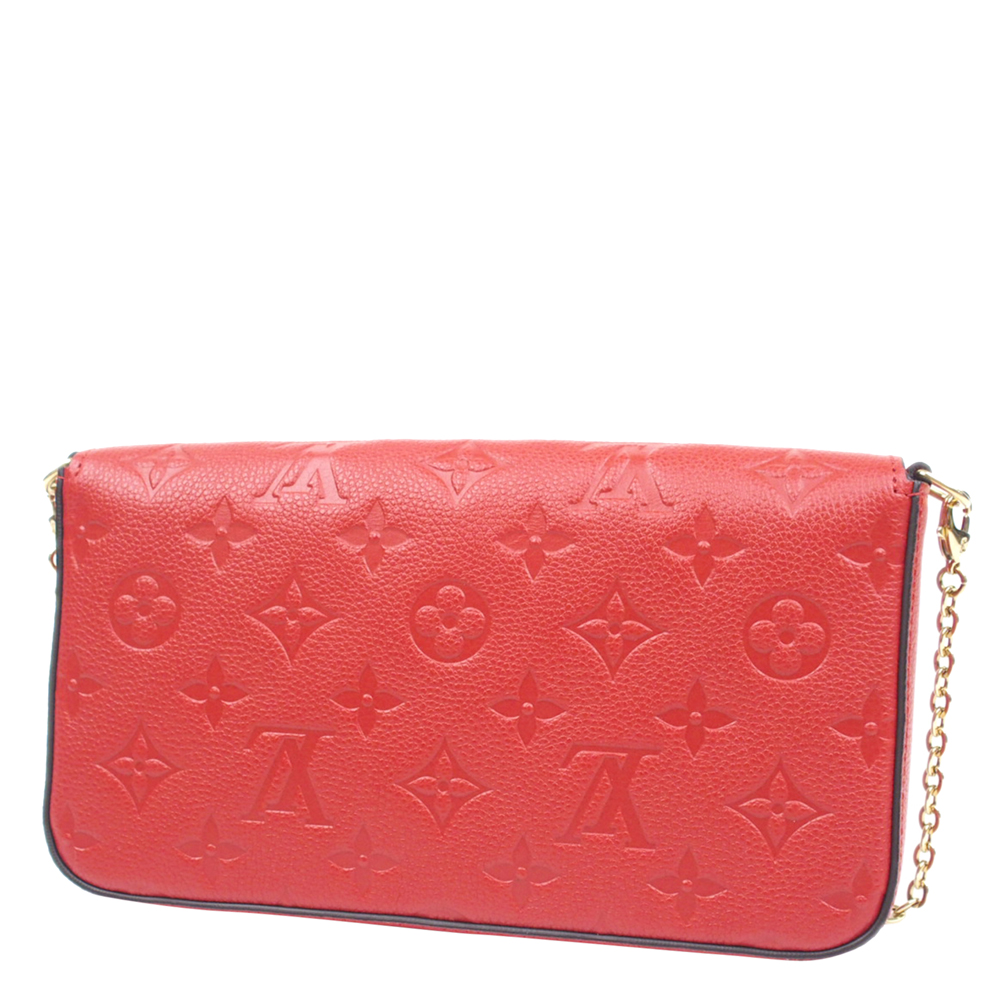 

Louis Vuitton Red Monogram Empreinte Canvas Pochette Felicie Bag