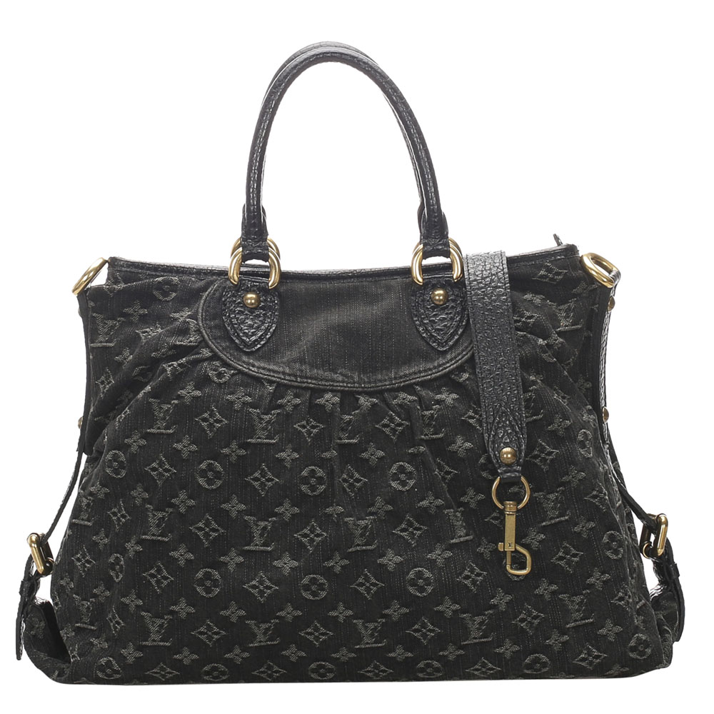 Pre-owned Louis Vuitton Gray Monogram Denim Neo Cabby Mm Bag In Grey ...