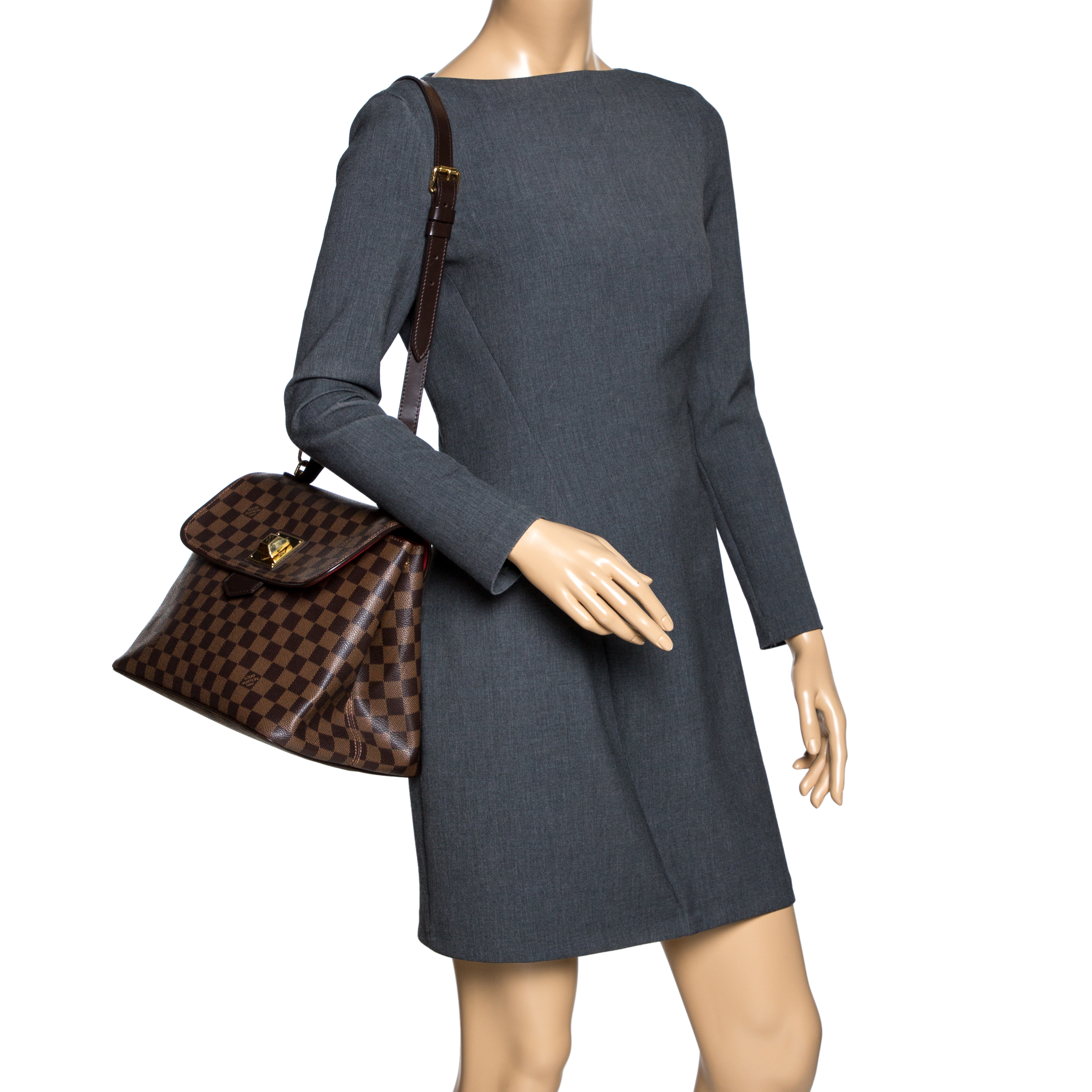

Louis Vuitton Damier Ebene Canvas Bergamo MM Bag, Brown