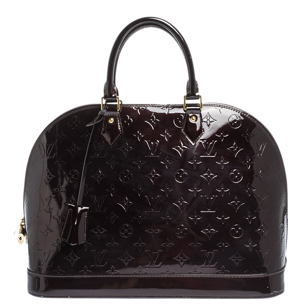 Pre Owned Louis Vuitton Amarante Monogram Vernis Alma GM Bag