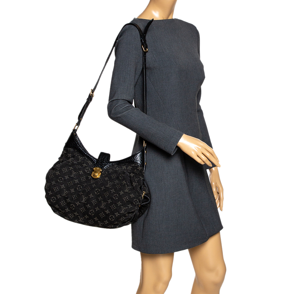 

Louis Vuitton Black Denim Mahina  Bag