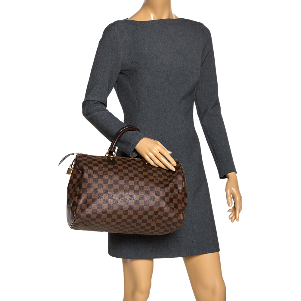 

Louis Vuitton Damier Ebene Canvas Speedy 35 Bag, Brown