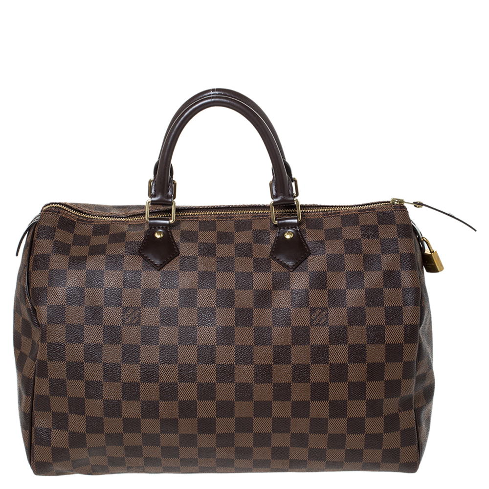 Pre Owned Louis Vuitton Damier Ebene Canvas Speedy 35 Bag