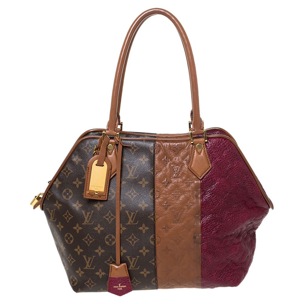 Pre Owned Louis Vuitton Bordeaux Monogram Canvas and Leather Limited Edition Blocks Zipped Bag