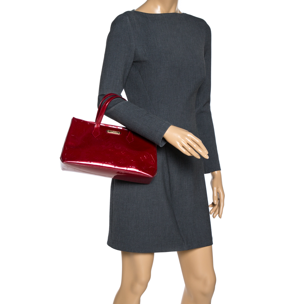 

Louis Vuitton Rose Pop Vernis Wilshire PM Bag, Red