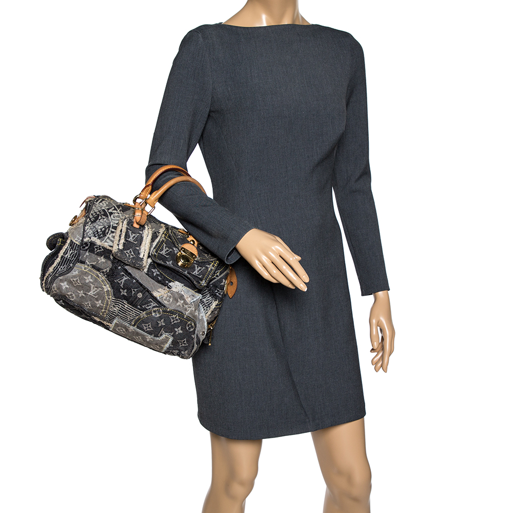 

Louis Vuitton Black Monogram Denim Limited Edition Patchwork Speedy Bag