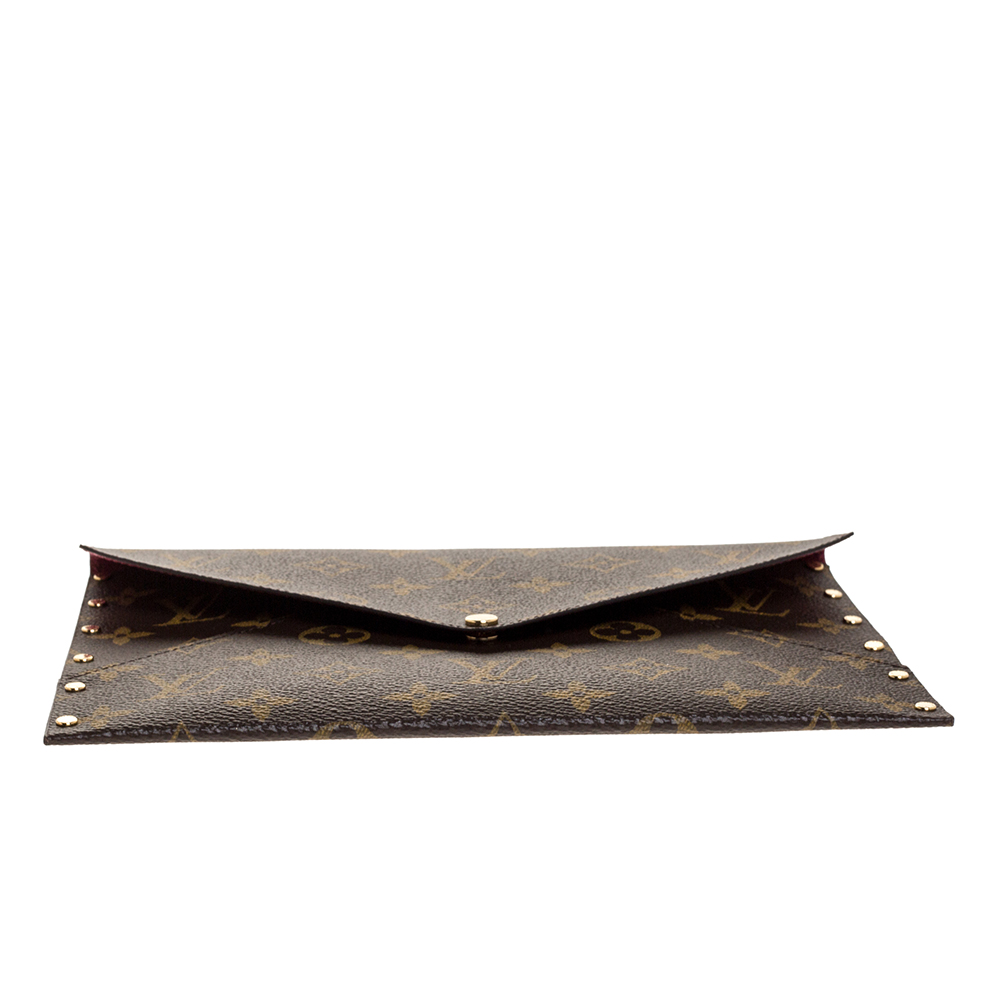 Louis Vuitton Monogram Canvas Rivets Envelope MM Clutch Bag