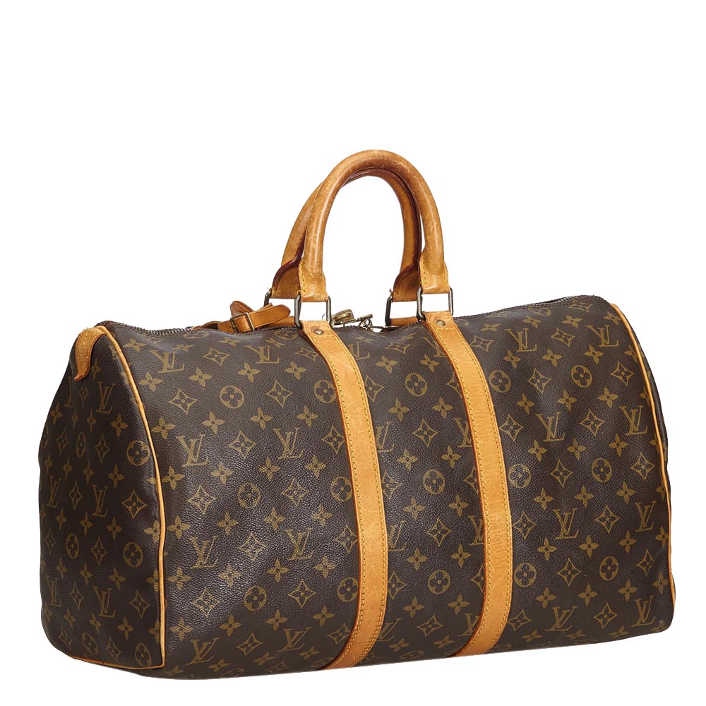 

Louis Vuitton Monogram Canvas  Keepall 45 Duffel Bag, Brown