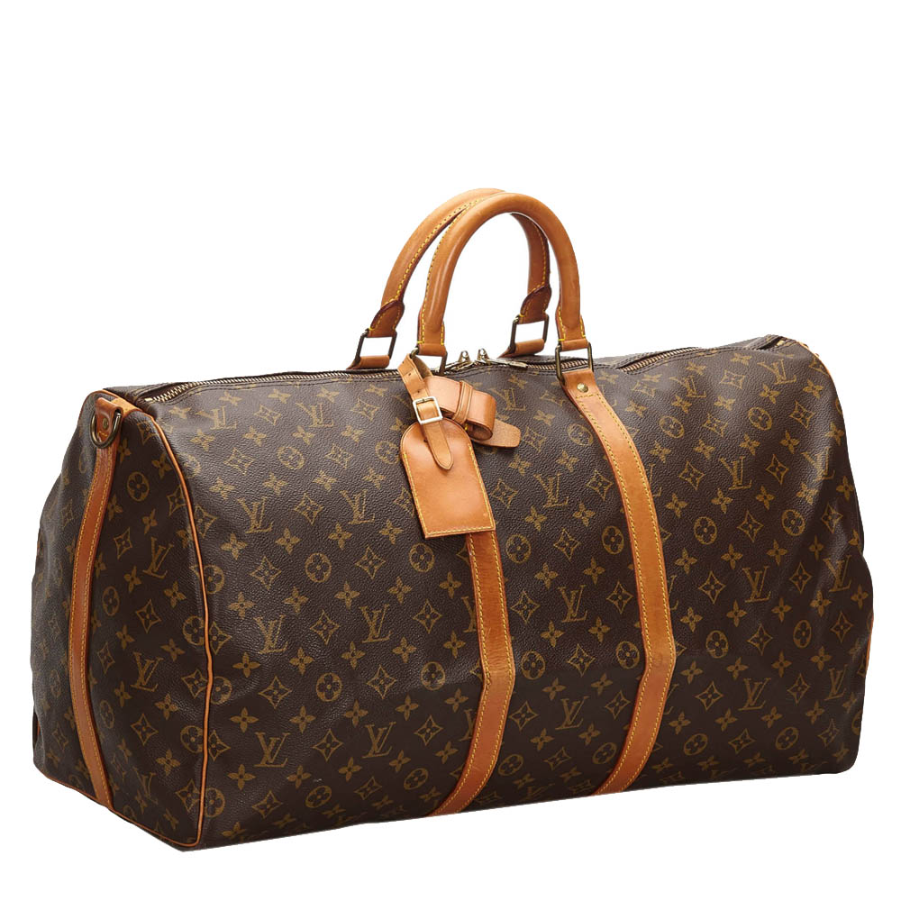 

Louis Vuitton Monogram Canvas Keepall Bandouliere 55 Duffel Bags, Brown