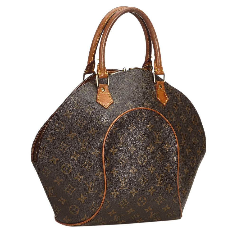 

Louis Vuitton Monogram Canvas, Leather Ellipse MM Satchels, Brown