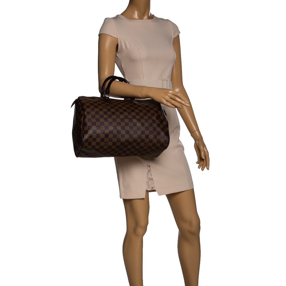 

Louis Vuitton Damier Ebene Canvas Speedy 35 Bag, Brown