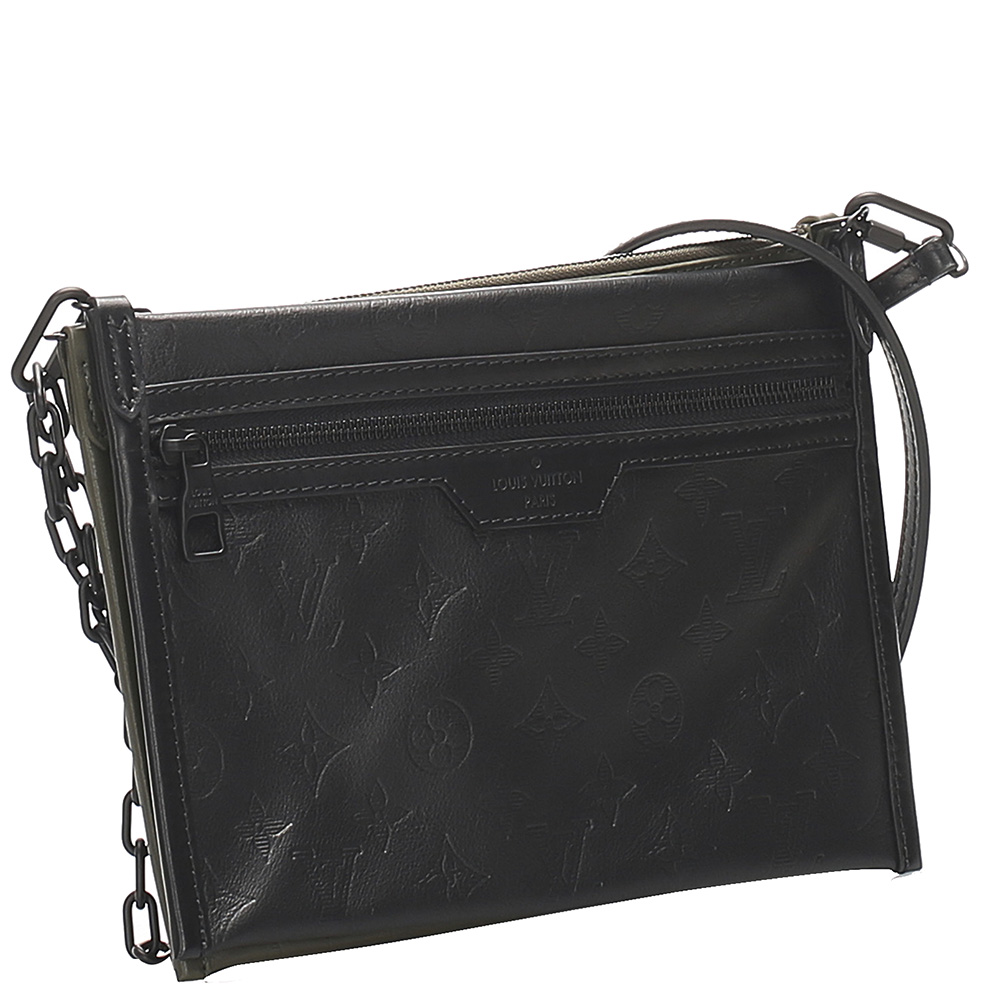 

Louis Vuitton Black Monogram Shadow Double Flat Messenger Bag