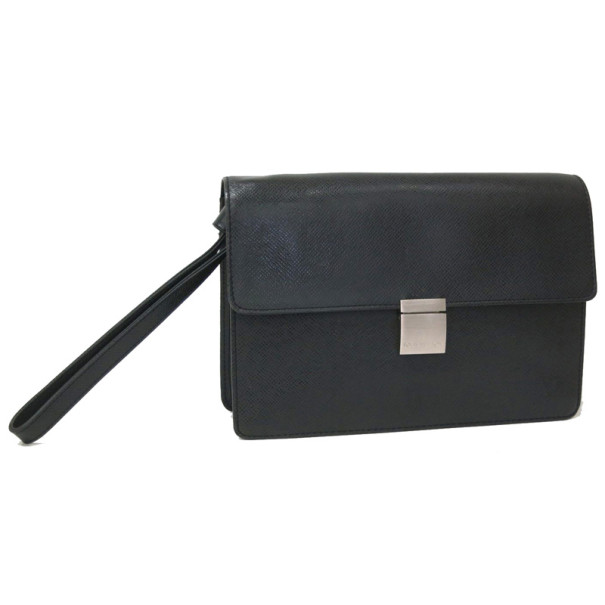 Pre Owned Louis Vuitton Taiga Ardoise Selenga Wristlet