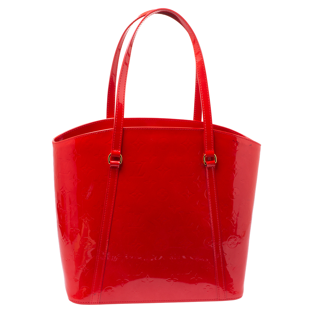 Click to view more detailed imagery on our partner's website Pre-owned Louis Vuitton Grenadine Monogram Vernis Avalon Gm Bag In Red